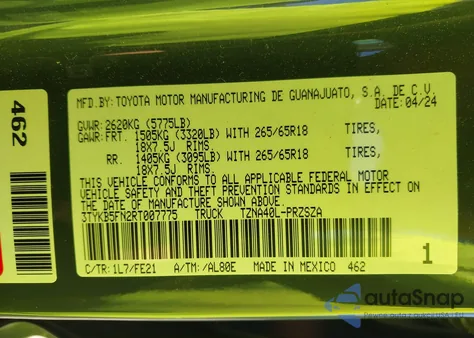 2024 Toyota Tacoma Trd Sport z USA, uszkodzony, nr VIN 3TYKB5FN2RT007775